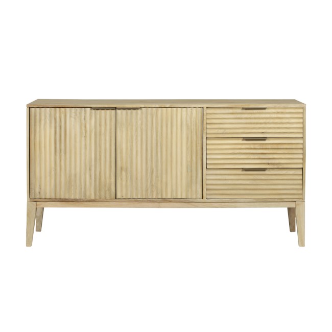 Large Solid Mango Fluted Wood Sideboard with Drawers - Linea