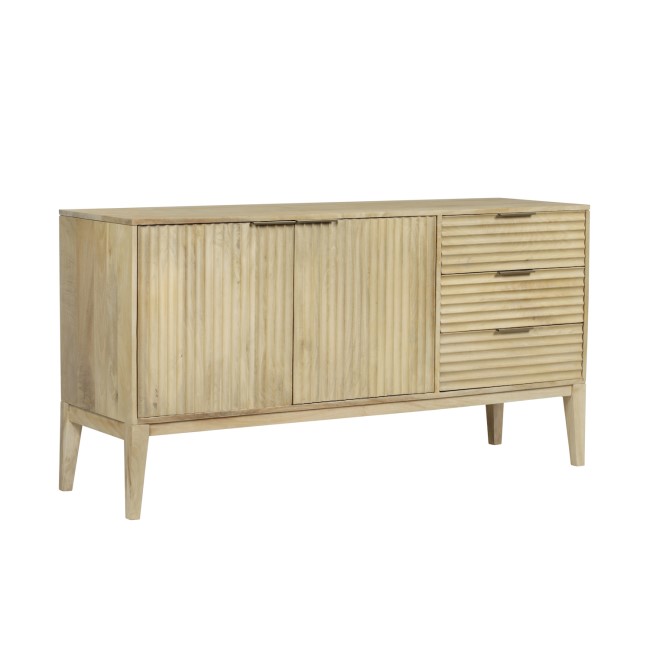 Large Solid Mango Fluted Wood Sideboard with Drawers - Linea