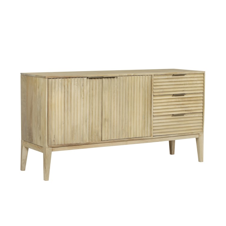 ALMOST PERFECT - Large Solid Mango Fluted Wood Sideboard with Drawers - Linea