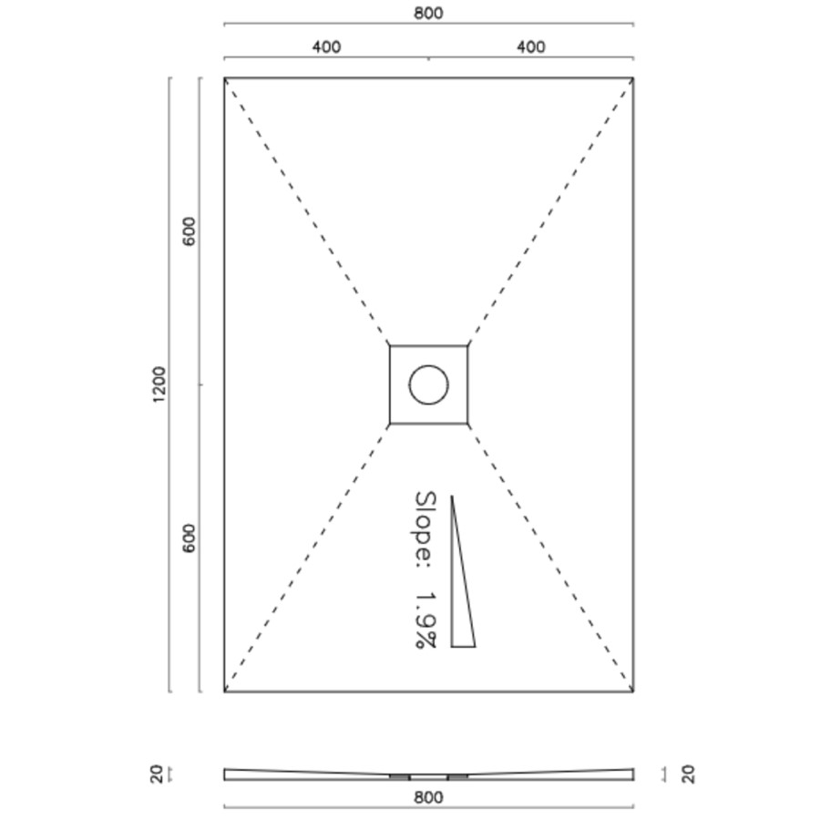 1200 x 900mm Wet Room Shower Tray Formers (Tile-Ready Boards) with Square Waste