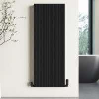 Black Designer Fluted Vertical Radiator 1200 x 440mm - Laguna