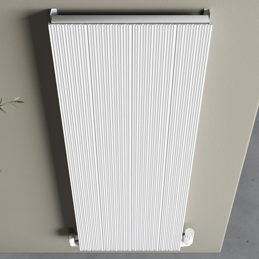 White Designer Fluted Vertical Radiator 1200 x 440mm - Laguna
