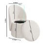 Off-White Boucle Dressing Table Chair with Ottoman Storage - Leah
