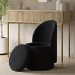 Black Boucle Dressing Table Chair with Ottoman Storage - Leah