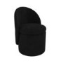 Black Boucle Dressing Table Chair with Ottoman Storage - Leah
