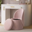 LAH004 Pink Velvet Dressing Table Chair with Ottoman Storage - Leah