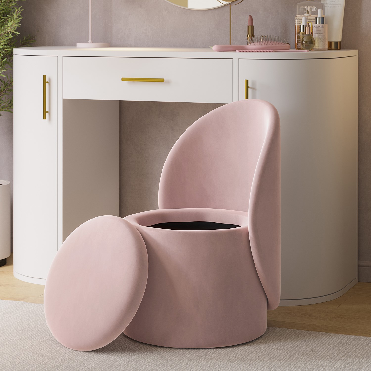 Velvet Dressing Table Chair Ottoman Storage
