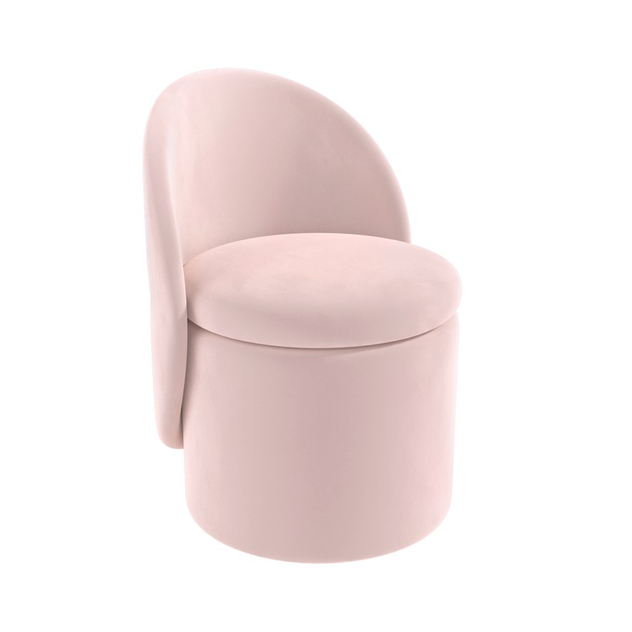 ALMOST PERFECT - Pink Velvet Dressing Table Chair with Ottoman Storage - Leah