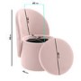 Pink Velvet Dressing Table Chair with Ottoman Storage - Leah