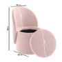 GRADE A2 - Pink Velvet Dressing Table Chair with Ottoman Storage - Leah