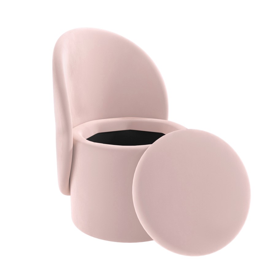 ALMOST PERFECT - Pink Velvet Dressing Table Chair with Ottoman Storage - Leah