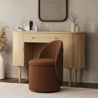 Burnt Orange Chenille Ottoman Dressing Table Chair - Leah
