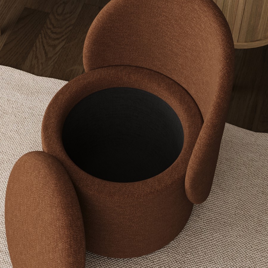 Burnt Orange Chenille Ottoman Dressing Table Chair - Leah