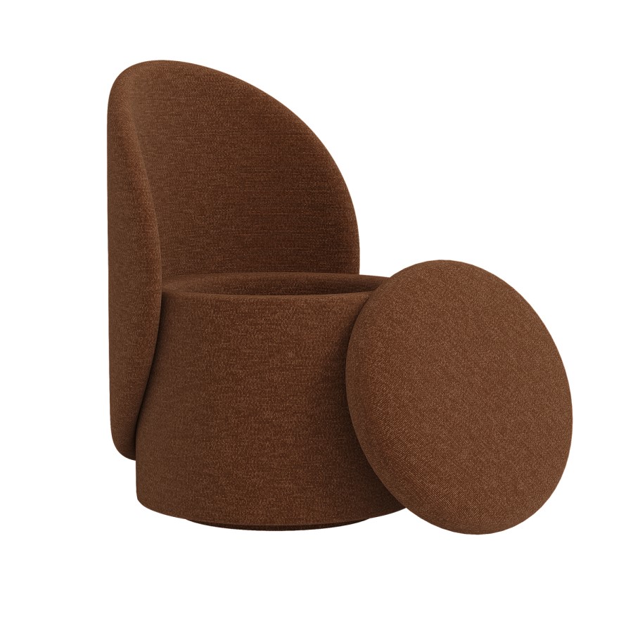 Burnt Orange Chenille Ottoman Dressing Table Chair - Leah