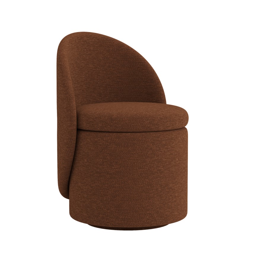 Burnt Orange Chenille Ottoman Dressing Table Chair - Leah