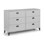 Wide Grey Locker Metal Effect Chest of 6 Drawers - Julian Bowen