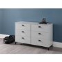Wide Grey Locker Metal Effect Chest of 6 Drawers - Julian Bowen