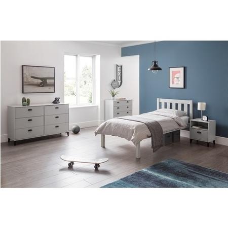 Wide Grey Locker Metal Effect Chest of 6 Drawers - Julian Bowen