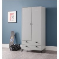 GRADE A1 - Grey 2 Door 2 Drawer Wardrobe with Internal Shelf  - Julian Bowen