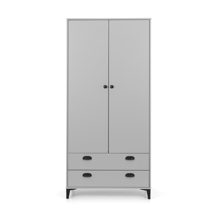 GRADE A1 - Grey 2 Door 2 Drawer Wardrobe with Internal Shelf  - Julian Bowen