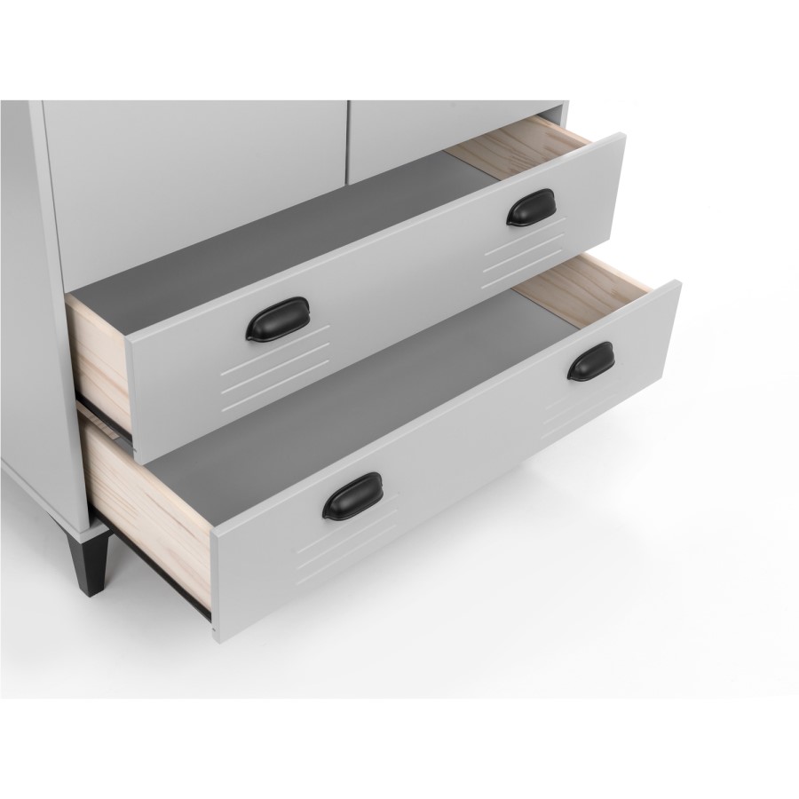 GRADE A1 - Grey 2 Door 2 Drawer Wardrobe with Internal Shelf  - Julian Bowen