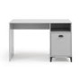 GRADE A2 - Grey Locker Metal Effect Desk with Shelves and Storage Cupboard - Lakers - Julian Bowen