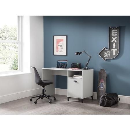 ALMOST PERFECT - Grey Locker Metal Effect Desk with Shelves and Storage Cupboard - Lakers - Julian Bowen