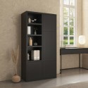 LAR001 Tall Black Wooden Office Cupboard - Larsen