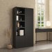 GRADE A1 - Tall Matt Black Wooden Office Bookcase with Shelving and Cupboards - Larsen