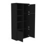 GRADE A1 - Tall Matt Black Wooden Office Bookcase with Shelving and Cupboards - Larsen