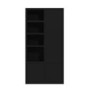 ONLY OPENED - Tall Matt Black Wooden Office Bookcase with Shelving and Cupboards - Larsen