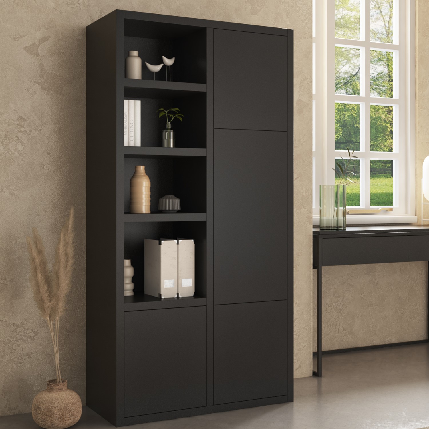Tall Wooden Office Cupboard