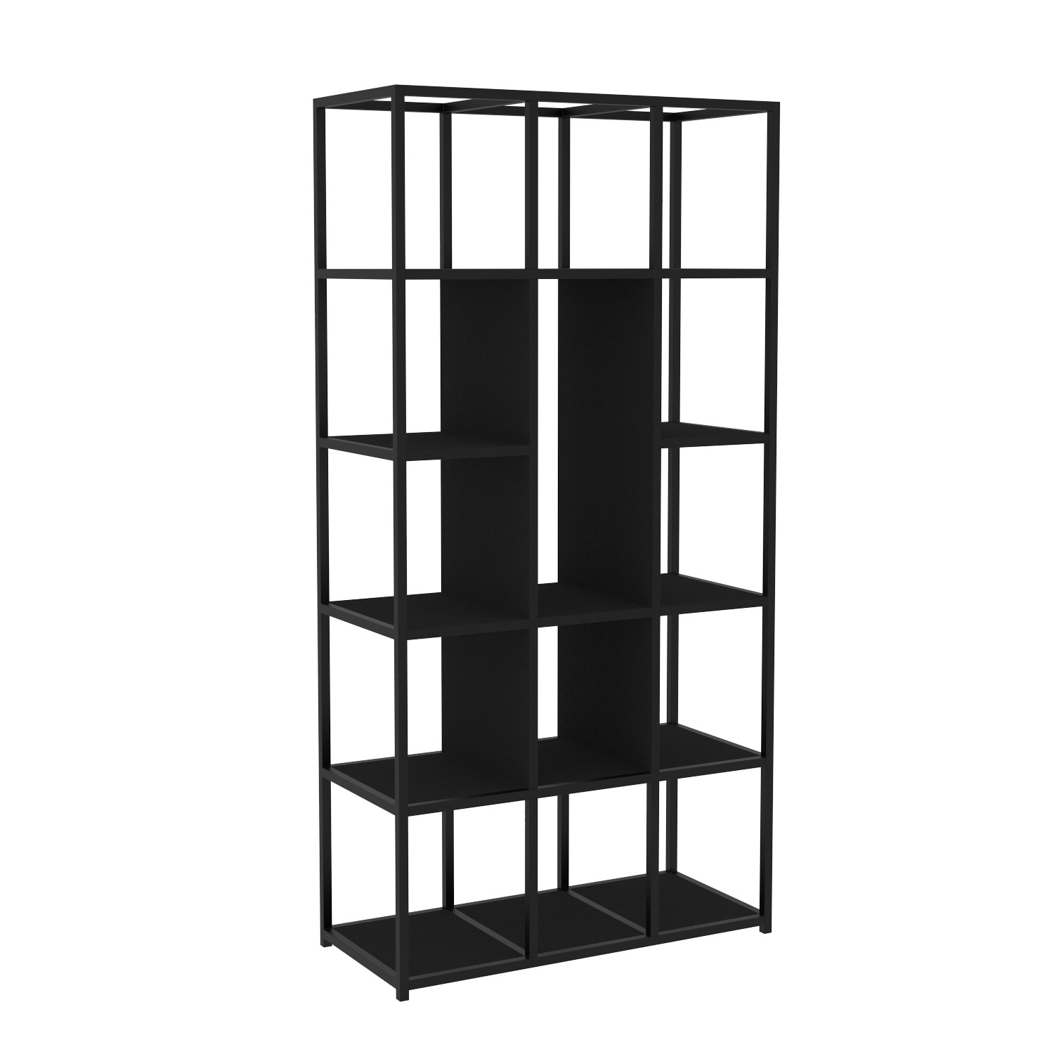 Photo of Tall black metal industrial bookshelves - larsen