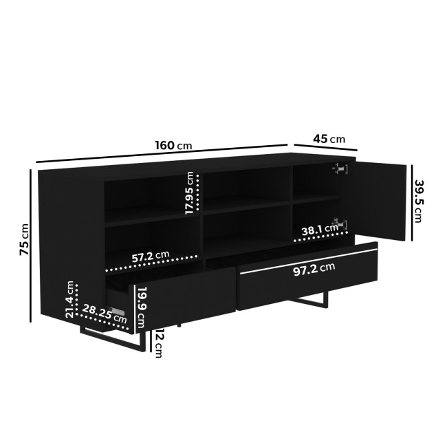 Matt Black Office Cupboard with Storage - Larsen