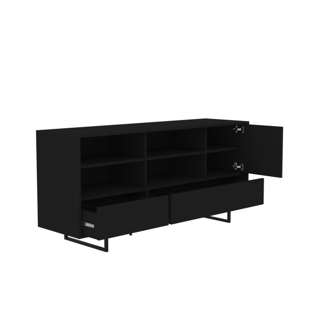 Matt Black Office Cupboard with Storage - Larsen