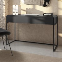 Black Wood Desk with Drawers - Larsen