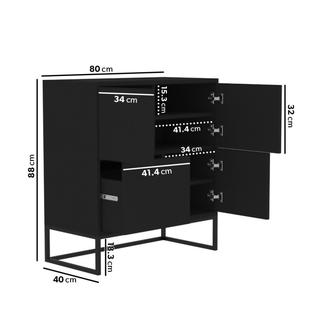 Matt Black Multi Office Cupboard - Larsen