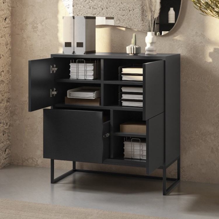 ONLY OPENED - Matt Black Multi Office Cupboard - Larsen