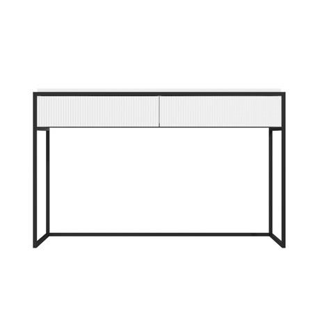 White Ribbed Desk with Drawers - Larsen