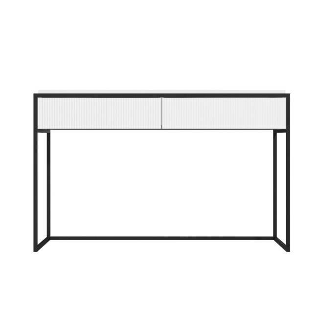 White Ribbed Desk with Drawers - Larsen