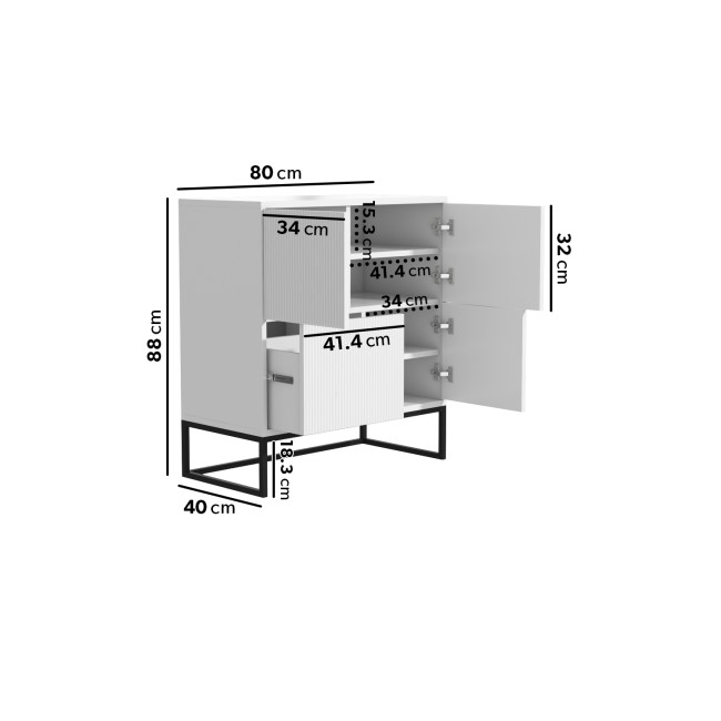 ONLY OPENED - White Ribbed Multi Office Cupboard - Larsen