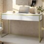 ALMOST PERFECT - White and Gold Ribbed Desk with Drawers - Larsen