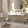 ALMOST PERFECT - White and Gold Ribbed Desk with Drawers - Larsen