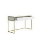 ALMOST PERFECT - White and Gold Ribbed Desk with Drawers - Larsen