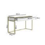 ALMOST PERFECT - White and Gold Ribbed Desk with Drawers - Larsen