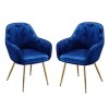 GRADE A1 - Set of 2 Blue Velvet Dining Chairs with Gold Legs - Lara