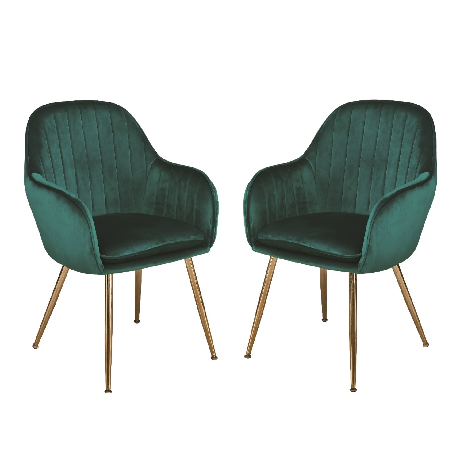 set of 2 green velvet dining chairs with gold legs  lara