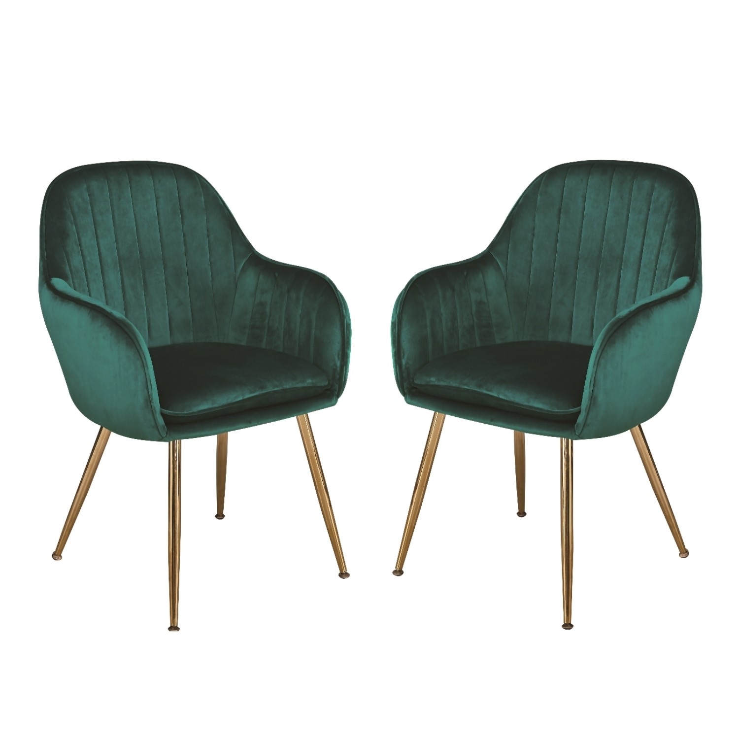 set of 2 green velvet dining chairs with gold legs lara
