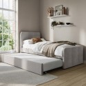 LAY001B Grey Velvet Single Guest Bed with Trundle - Layla