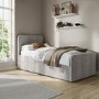 GRADE A1 - Grey Velvet Single Guest Bed with Trundle - Layla